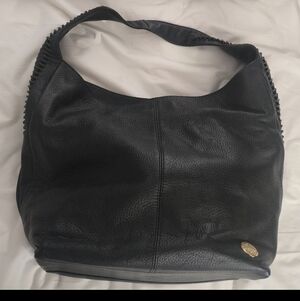 Vince Camuto Black Pebbled Leather Shoulder Bag